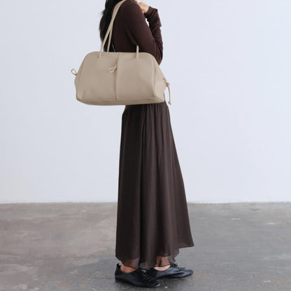 Water Repellent Vegan Leather Curved 14 Inch Laptop Shoulder Tote Bag