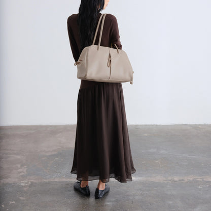 Water Repellent Vegan Leather Curved 14 Inch Laptop Shoulder Tote Bag