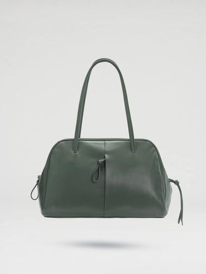 Water Repellent Vegan Leather Curved 14 Inch Laptop Shoulder Tote Bag